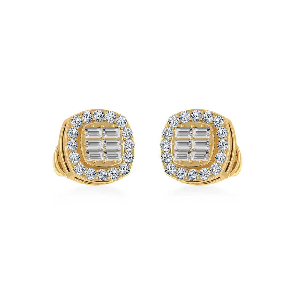 14K Yellow Gold Diamond Designer Stud Earring 1/3 Cttw