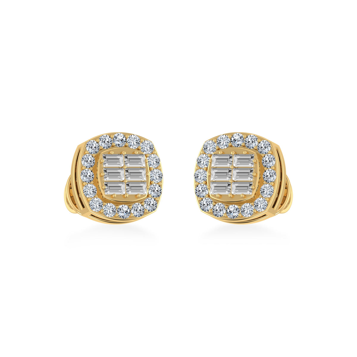 14K Yellow Gold Diamond Designer Stud Earring 1/3 Cttw