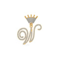 10K Yellow Gold Round Diamond Crown W Letter Initial Pendant 1/4 Cttw