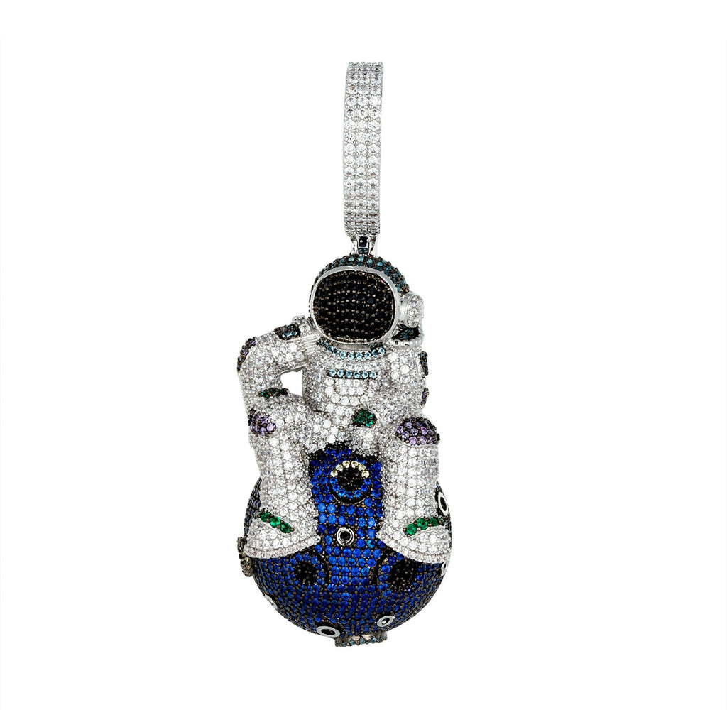 Sterling Silver CZ Astronaut Character Pendant RP+BP