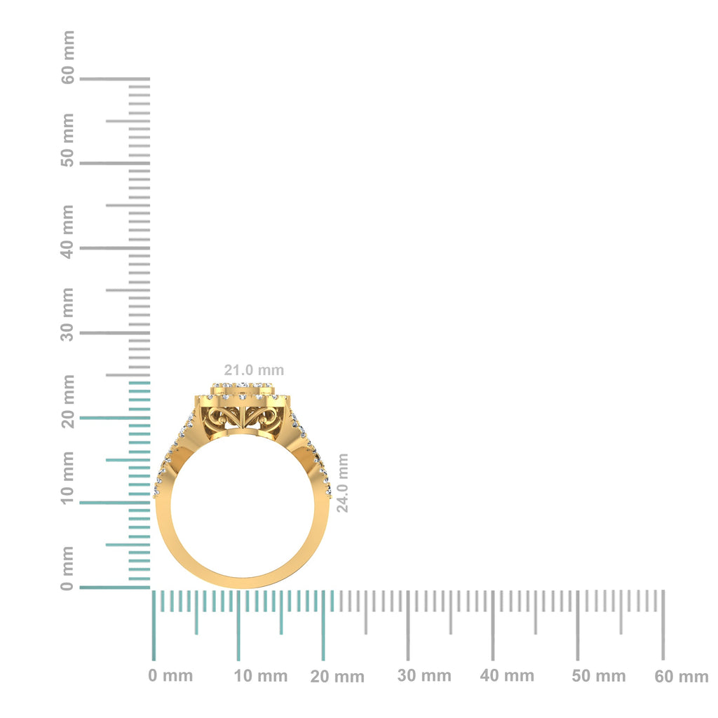 10K Yellow Gold Round Diamond Pear Shape Halo Designer Womens Ring SZ 7 1-3/8 Cttw