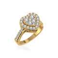 10K Yellow Gold Round Diamond Heart Shape Halo Womens Ring SZ 7 1 Cttw