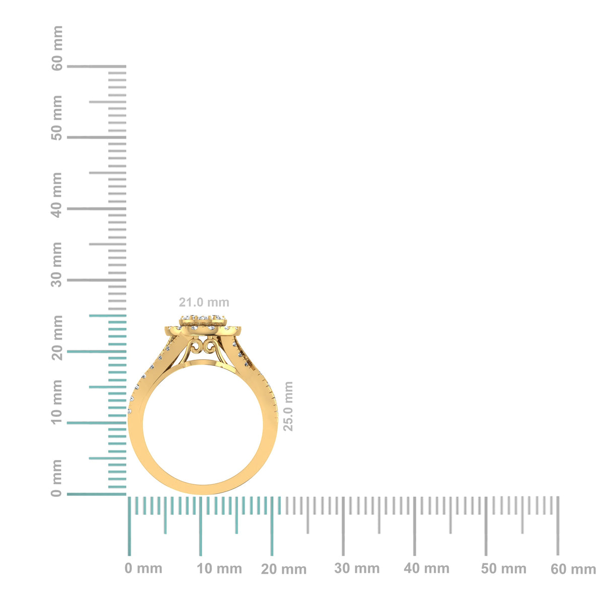 10K Yellow Gold Round Diamond Halo Designer Womens Ring SZ 7 1-1/5 Cttw