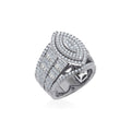 10K White Gold Round Baguette Diamond Marquise Shape Designer Womens Ring SZ 7 2 Cttw
