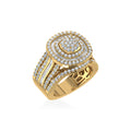 10K Yellow Gold Round Baguette Diamond Square Shape Designer Womens Ring SZ 7 2 Cttw