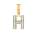 10K Yellow Gold Baguette Diamond Initial H Letter Pendant 1/2 Cttw