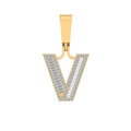10K Yellow Gold Baguette Diamond Initial V Letter Pendant 1/3 Cttw