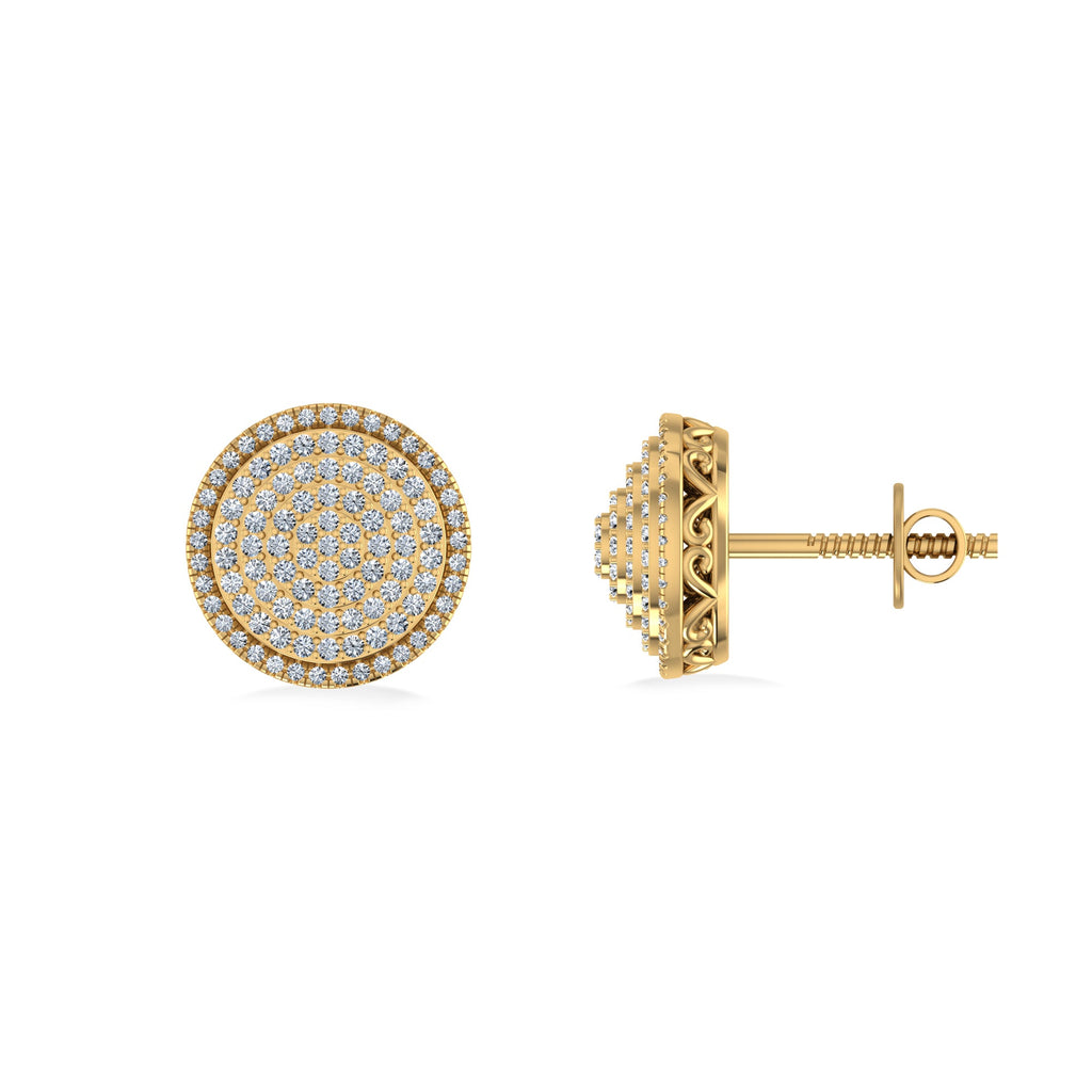 10K Yellow Gold Round Diamond Designer Mens Stud Earring 3/8 Cttw