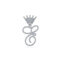 10K White Gold Round Diamond Crown C Letter Initial Pendant 1/4 Cttw