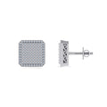 10K White Gold Round Diamond Square Shape Designer Mens Stud Earring 1/3 Cttw