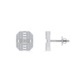 10K White Gold Round Baguette Diamond Designer Mens Stud Earring 1/3 Cttw