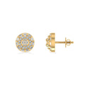 10K Yellow Gold Round Baguette Diamond Designer Earring 3/8 Cttw