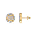 10K Yellow Gold Round Baguette Diamond Halo Designer Earring 5/8 Cttw
