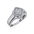 10K White Gold Round Baguette Diamond Square Head Sz 7 Designer Ladies Ring 3/4 Cttw