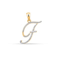 10K Yellow Gold Round Diamond F Letter Initial Pendant 1/10 Cttw