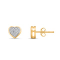 10K Yellow White Two Tone Round Diamond Heart Stud Earring 1/10 Cttw