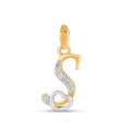 10K Yellow Gold Round Diamond S Letter Initial With Heart Pendant 1/10 Cttw