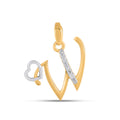10K Yellow Gold Round Diamond W Letter Initial With Heart Pendant 1/10 Cttw