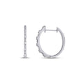 10K White Gold Round Baguette Diamond Designer Hoop Earring 1/5 Cttw