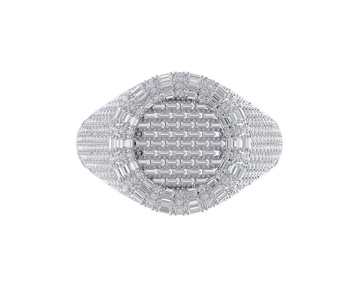 Sterling Silver Round Baguette Diamond Designer SZ 10 Mens Ring 1-1/2 Cttw
