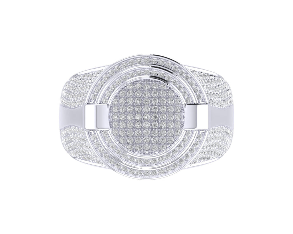 S.Silver Round Diamond Double Halo Designer SZ 10 Mens Ring 1-1/4 Cttw
