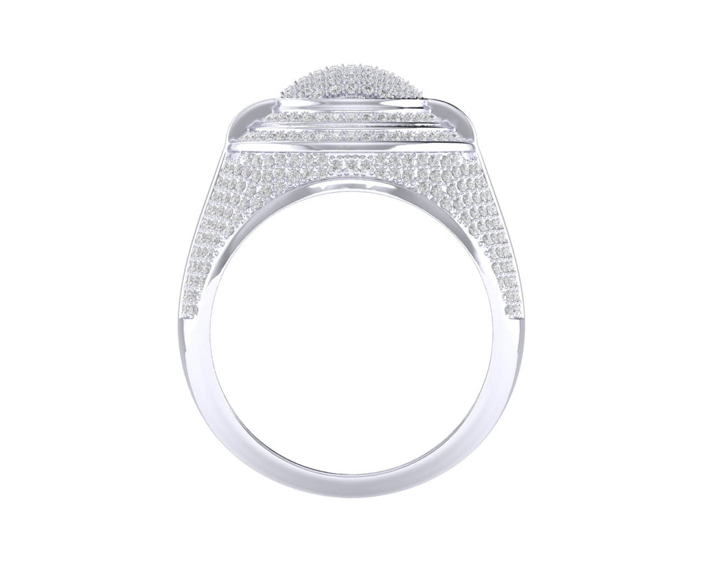 S.Silver Round Diamond Double Halo Designer SZ 10 Mens Ring 1-1/4 Cttw