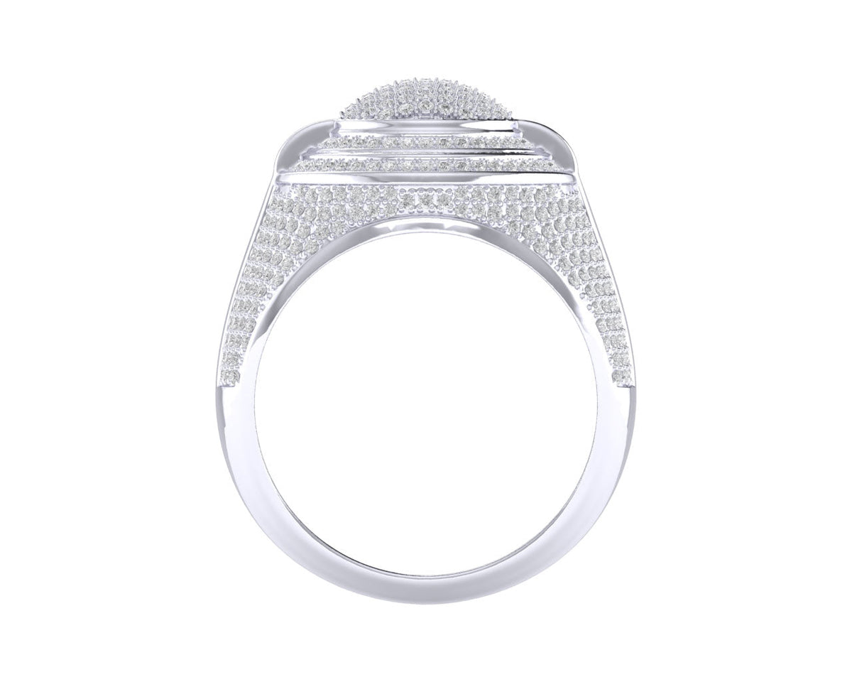 S.Silver Round Diamond Double Halo Designer SZ 10 Mens Ring 1-1/4 Cttw
