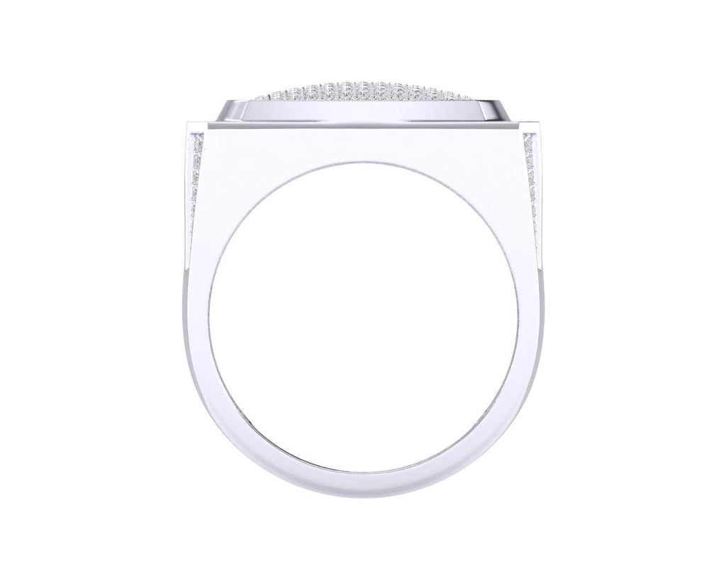 Sterling Silver Round Diamond Square Designer SZ 10 Mens Ring 3/4 Cttw