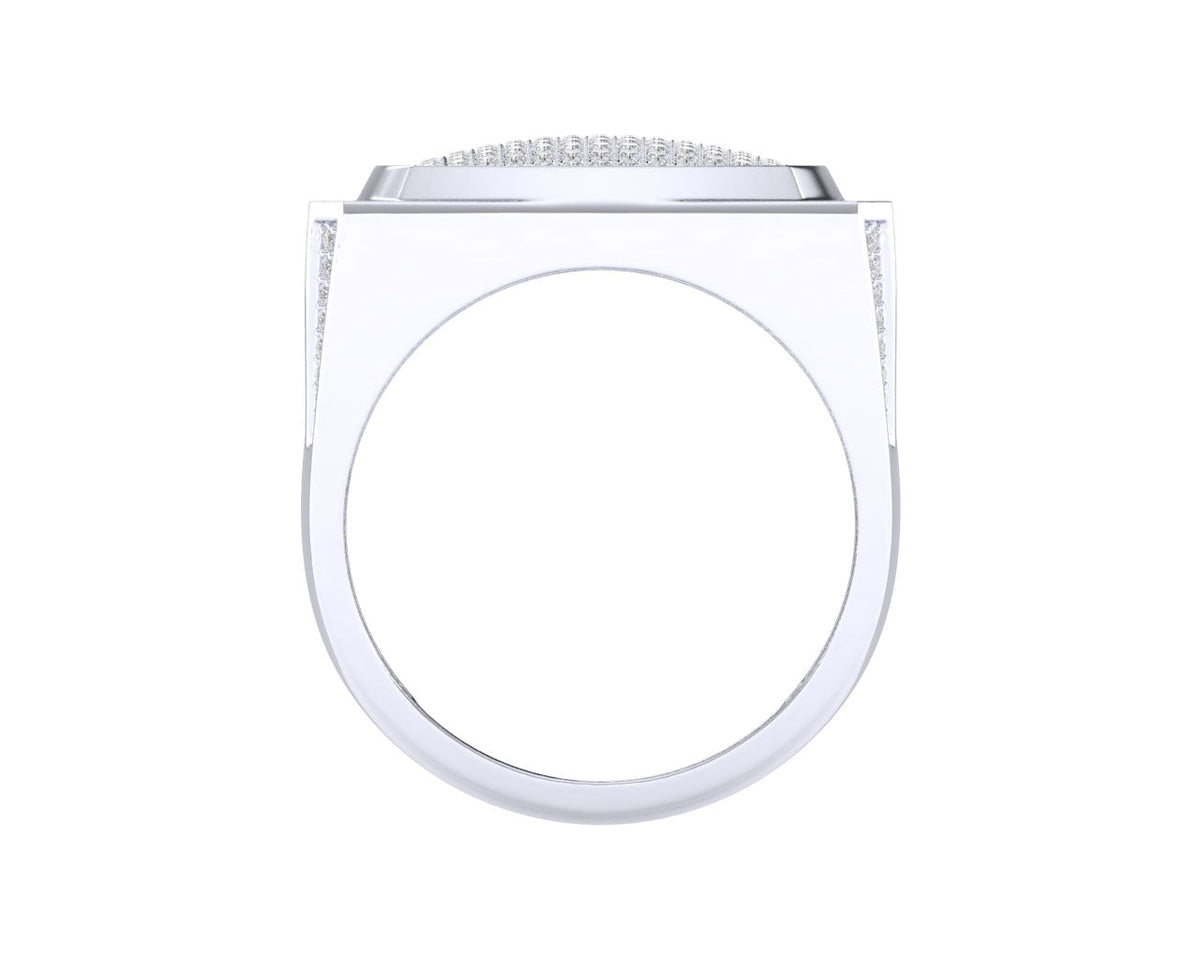 Sterling Silver Round Diamond Square Designer SZ 10 Mens Ring 3/4 Cttw