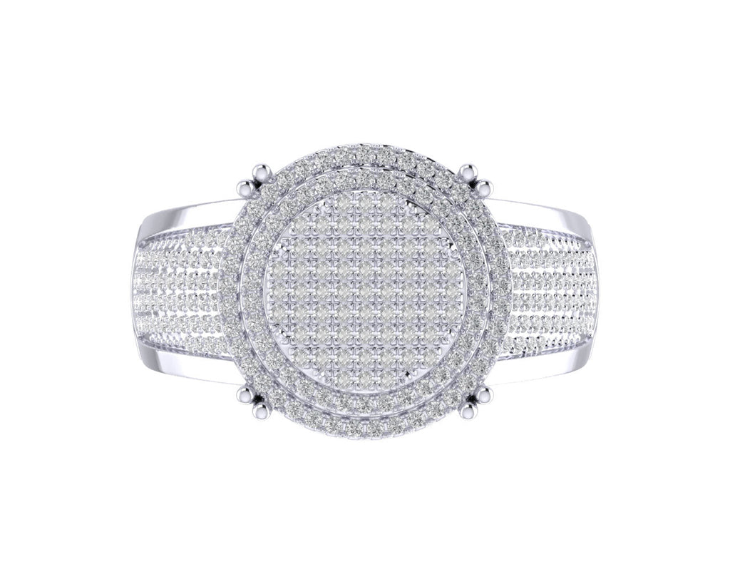 Sterling Silver Round Diamond Double Halo Designer SZ 10 Mens Ring 7/8 Cttw