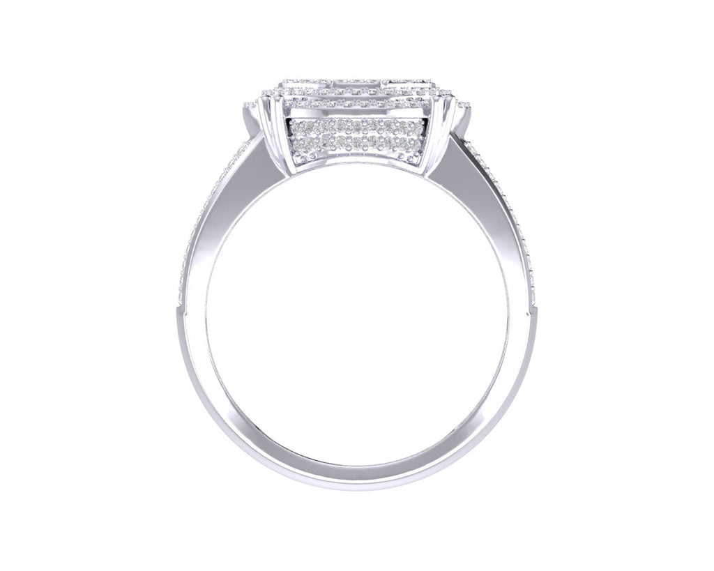 Sterling Silver Round Diamond Double Halo Designer SZ 10 Mens Ring 7/8 Cttw