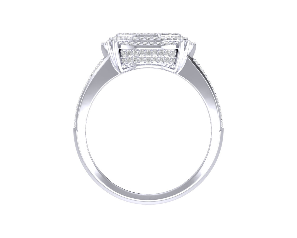 Sterling Silver Round Diamond Double Halo Designer SZ 10 Mens Ring 7/8 Cttw
