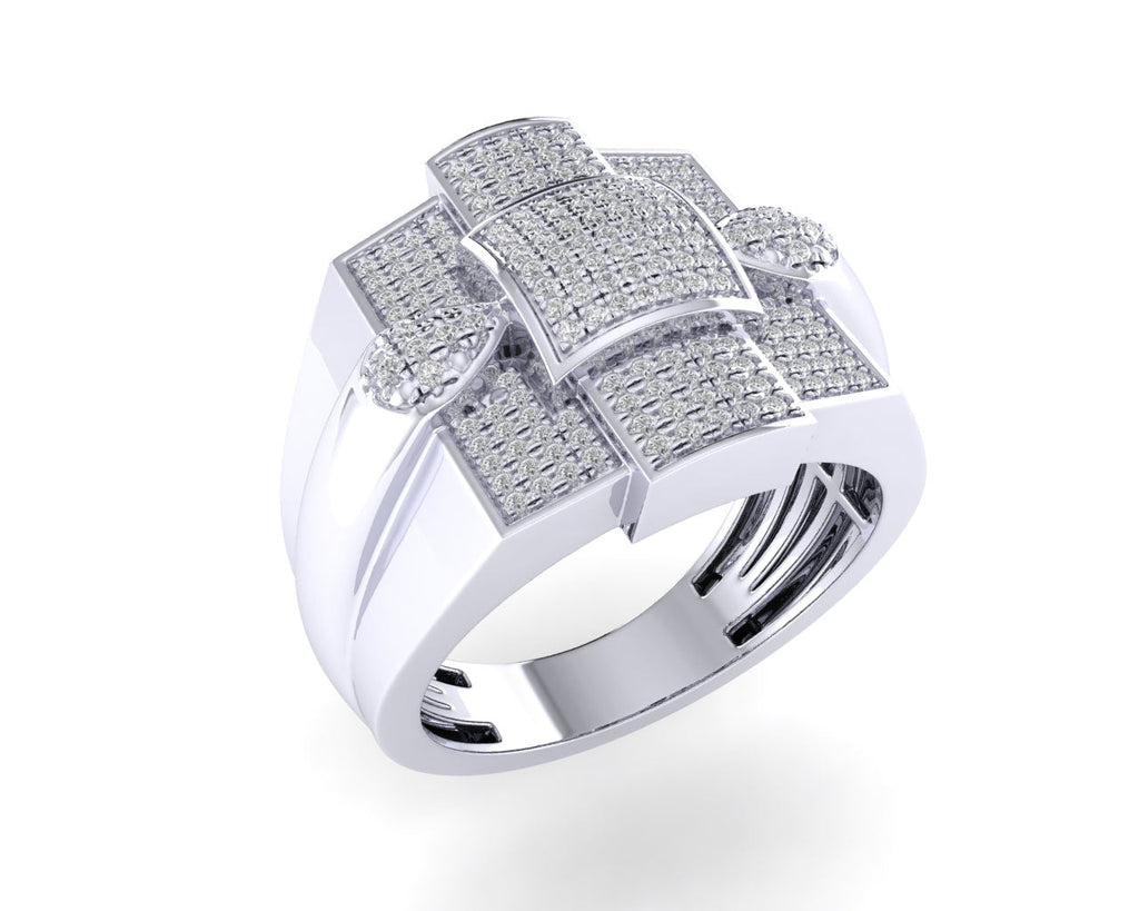 Sterling Silver Round Diamond Designer SZ 10 Mens Ring 1/2 Cttw