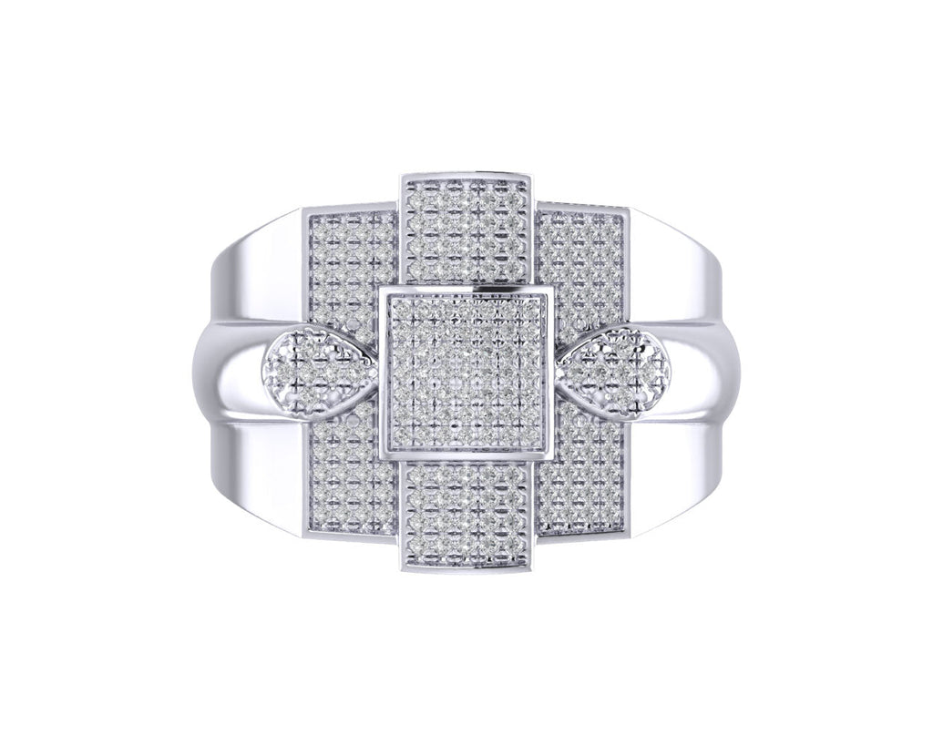 Sterling Silver Round Diamond Designer SZ 10 Mens Ring 1/2 Cttw