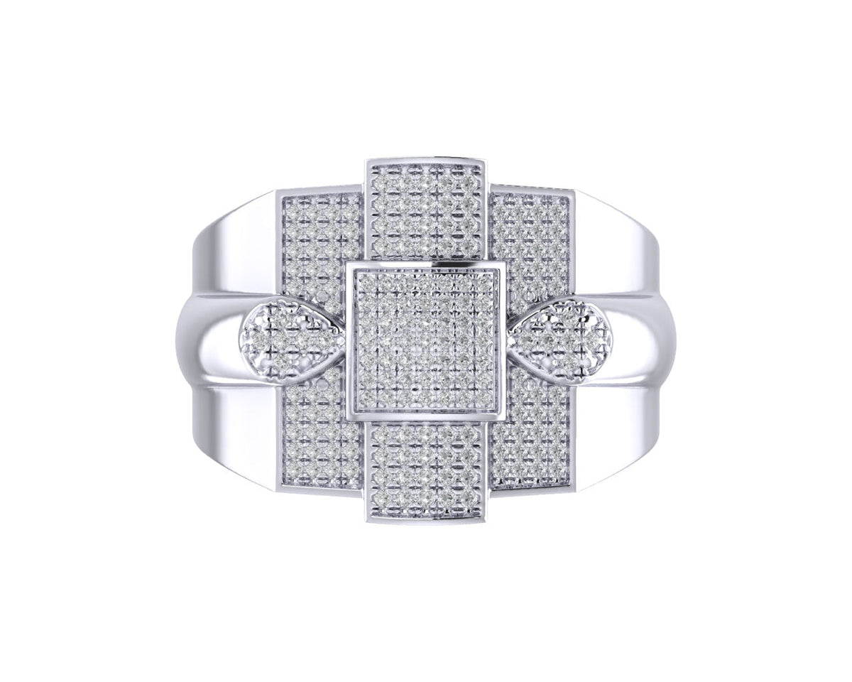 Sterling Silver Round Diamond Designer SZ 10 Mens Ring 1/2 Cttw