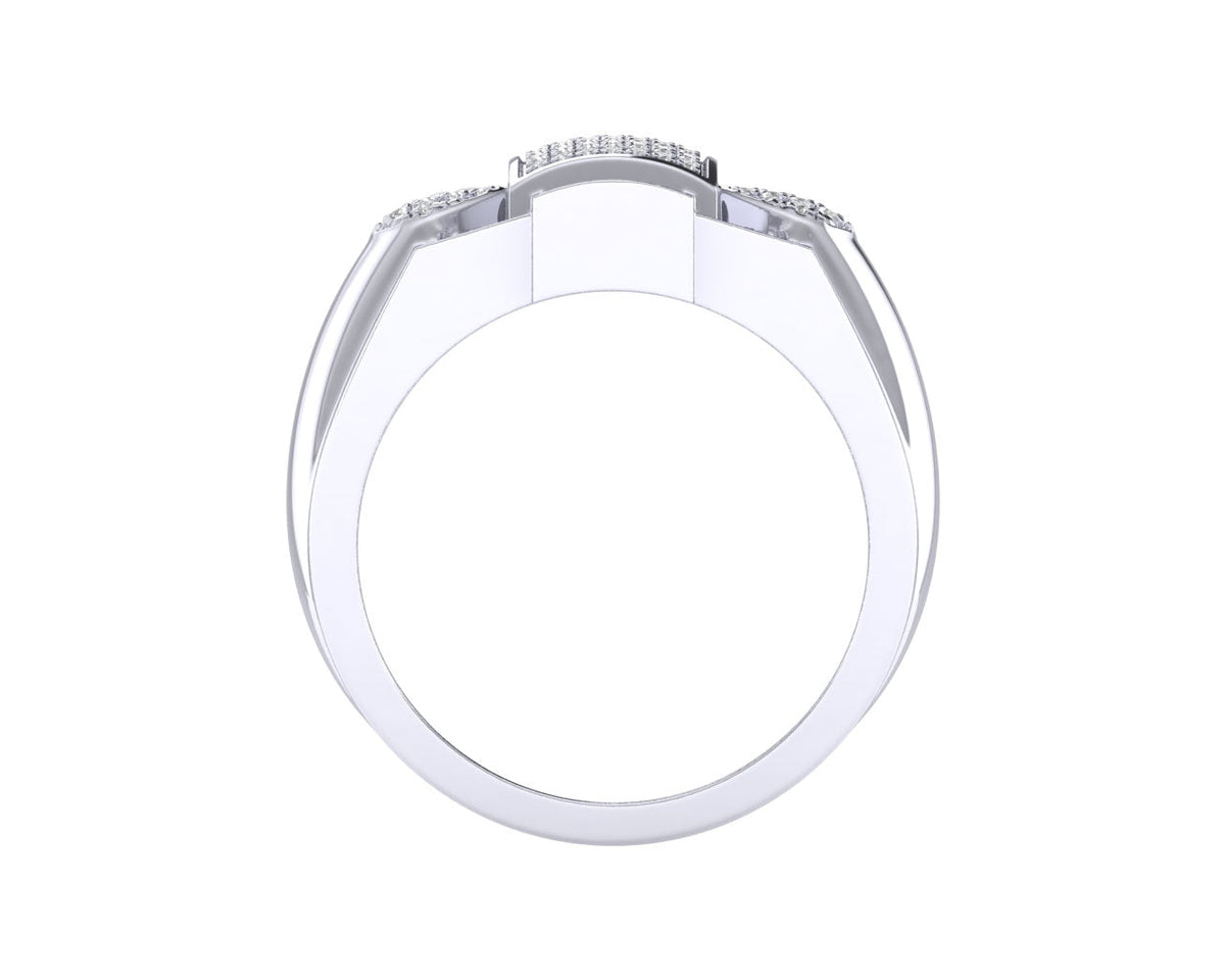 Sterling Silver Round Diamond Designer SZ 10 Mens Ring 1/2 Cttw