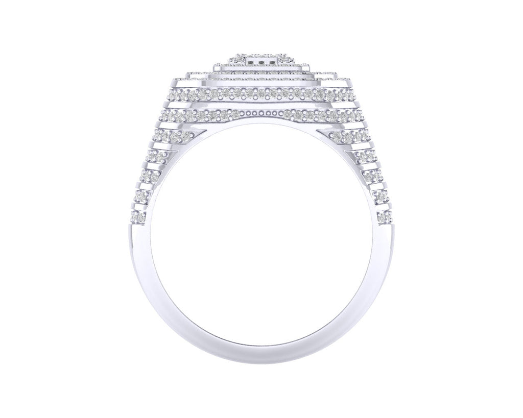 Sterling Silver Round Baguette Diamond SZ 10 Mens Designer Ring 1-3/8 Cttw