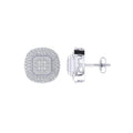 Sterling Silver Round Diamond Cushion Shape Designer Stud Earring RP 5/8 Cttw