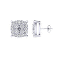 Sterling Silver Round Diamond Cushion Designer Stud Earring RP 1/2 Cttw