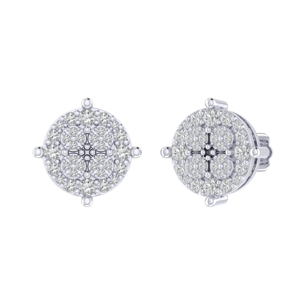 Sterling Silver Round Diamond Circle Shape Designer Stud Earring RP 3/8 Cttw