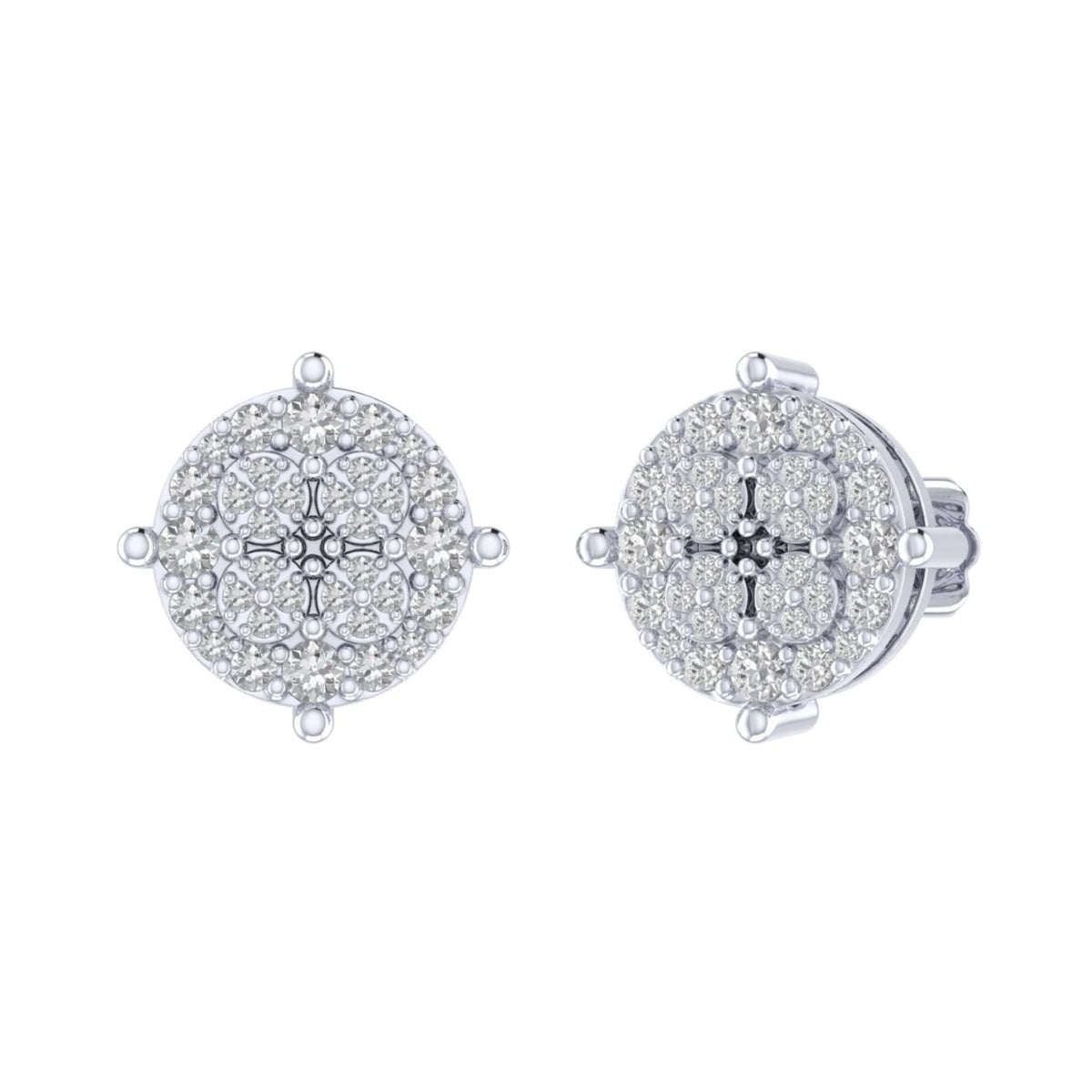 Sterling Silver Round Diamond Circle Shape Designer Stud Earring RP 3/8 Cttw