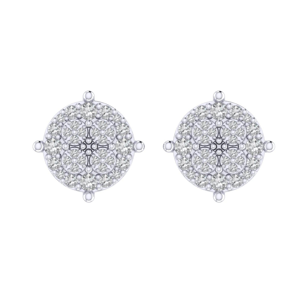 Sterling Silver Round Diamond Circle Shape Designer Stud Earring RP 3/8 Cttw