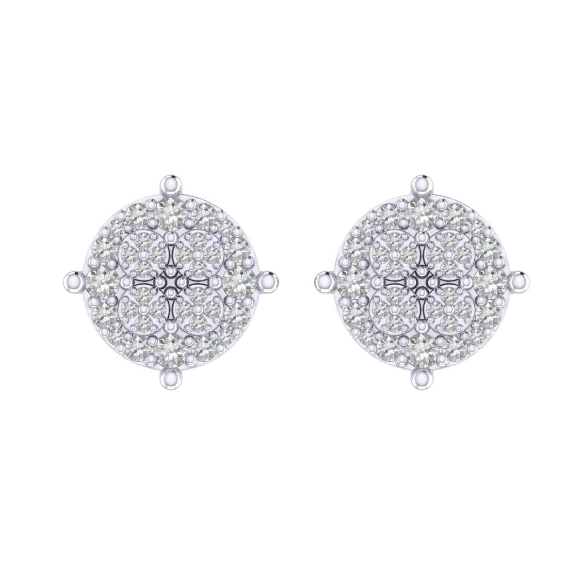 Sterling Silver Round Diamond Circle Shape Designer Stud Earring RP 3/8 Cttw