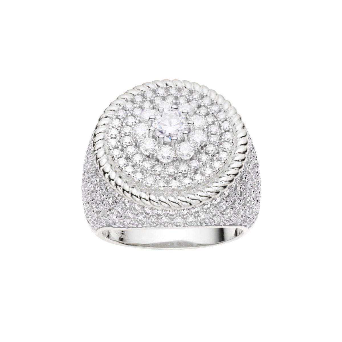 Sterling Silver Moissanite Carat Mens Ring Size 10 (RP) 4-1/2 Cttw