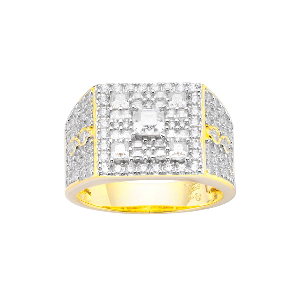 Sterling Silver Round Baguette Moissanite Square Shape Designer Sz 9 Mens Ring RP+GP 2-3/8 Cttw