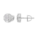 Sterling Silver Round Baguette Moissanite Designer Stud Earrings RP 5/8 Cttw