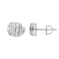 Sterling Silver Round Baguette Moissanite Square Shape Stud Earrings RP 3/4 Cttw