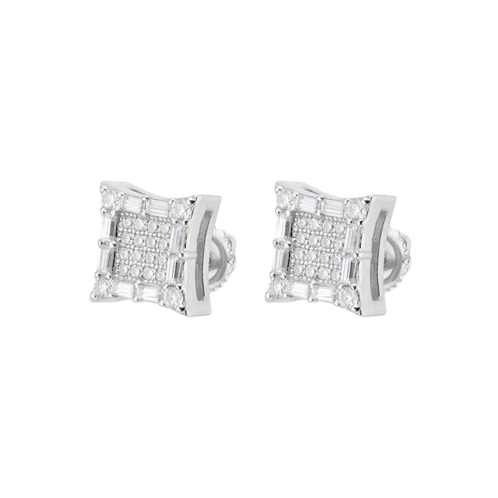 Sterling Silver Moissanite Square Shape Stud Earrings RP 5/8 Cttw