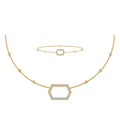 14K Yellow Gold Round Necklace Bracelet Set 3/4 Cttw