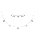 14K White Gold Hamsa Hand Evil Eye Necklace Bracelet Set 1-1/4 Cttw